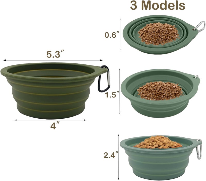 KlerRoem 2 Pack Collapsible Dog Travel Bowls (21oz/600ml), 100% Food Grade Silicone Integrated Molding, No Plastic Rim, Portable Pet Feeding Watering Dishes for Outdoors with Clasp, BPA Free - Image 3